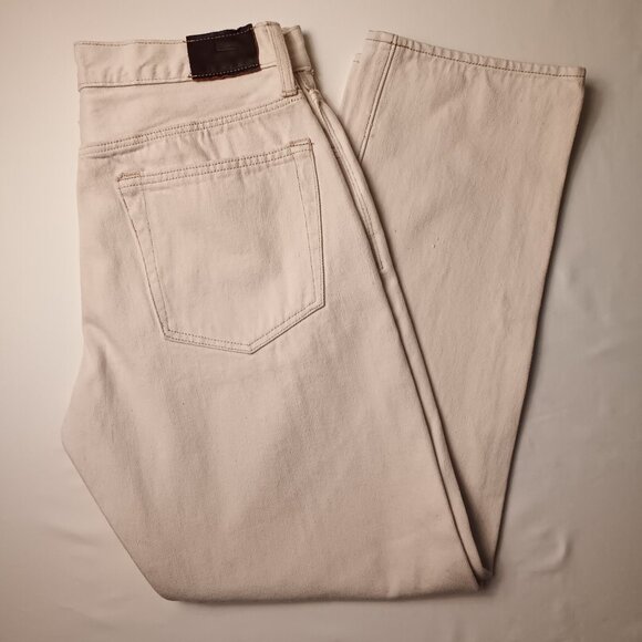 Mens J.Crew 770 Jeans Size 32 Buttonfly Straight Leg Cream Color Cotton - Picture 1 of 10